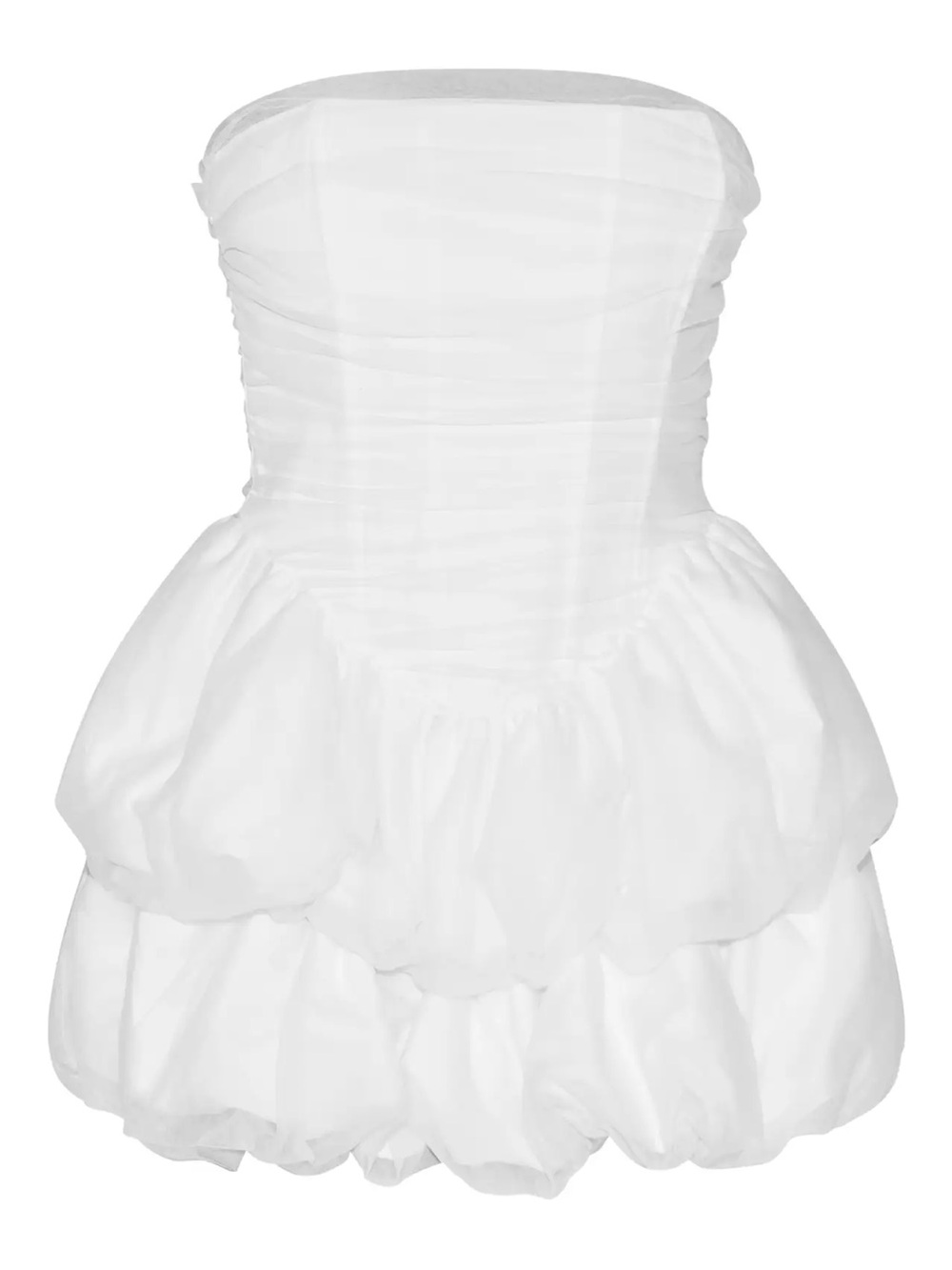 Mini White Tulle Layered Corset Puffball Hem Bodycon Dress